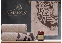 Подарочный набор полотенец La Maison со свечой - Tigle Kahve (Turkey), 3 штуки